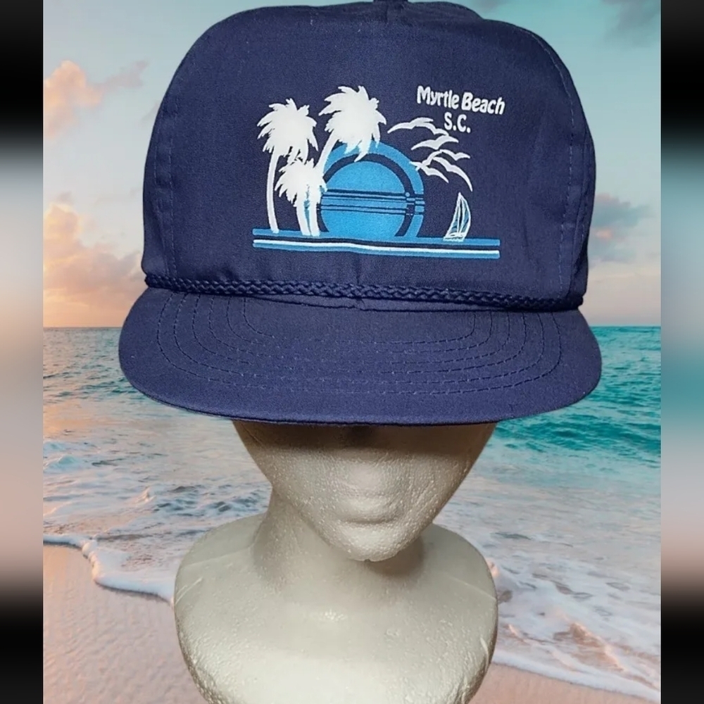 Vintage Myrtle Beach Snapback Hat With Built In Sun Visor South Carolina Fashion